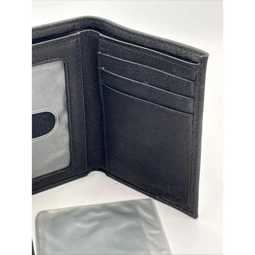 Vintage Rolf’s Men’s Black Leather Trifold Wallet Star Of David Original Box EUC